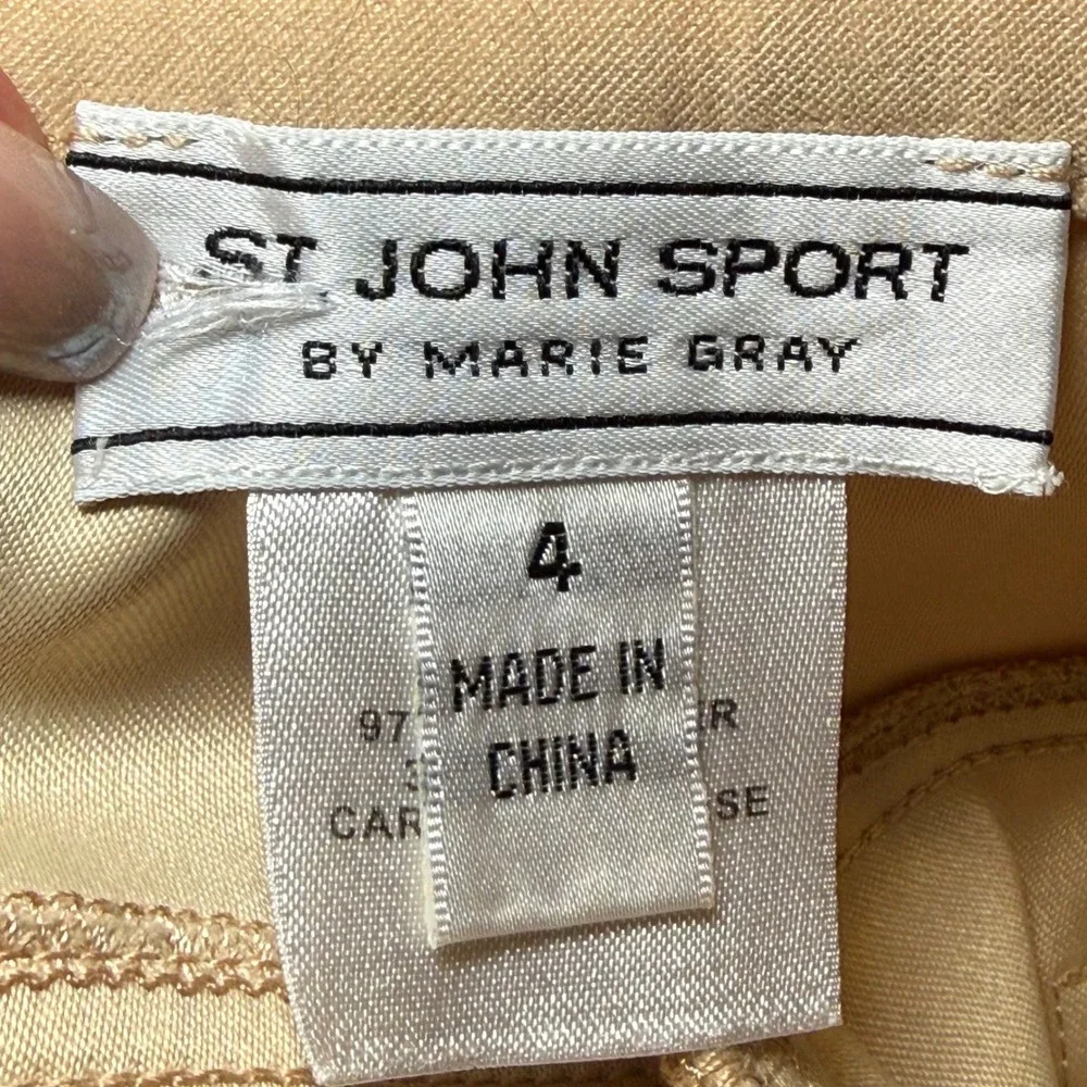 ST JOHN SPORT Women Camel Tan Straight Leg Pants Classic‎ Chic Professional Sz 4